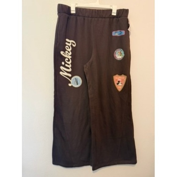 Disney Pants - Disney Mickey Mouse Brown Alpine Ski Patch Wide Leg Sweatpants XXL